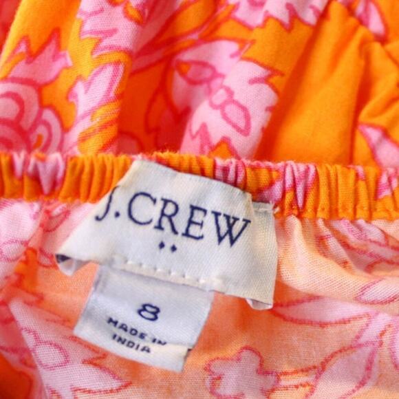 J Crew Floral Scoop Neck Dress Peasant Prairie Boho Hippie Orange Pink - Picture 4 of 5
